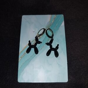 Black Balloon Dog Earrings